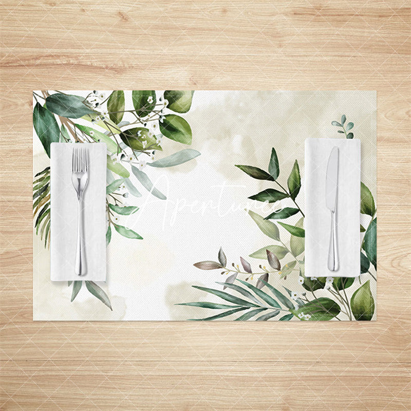 Aperturee - Aperturee Spring Natural Floral Plant Leaf Set Of 4 Placemats