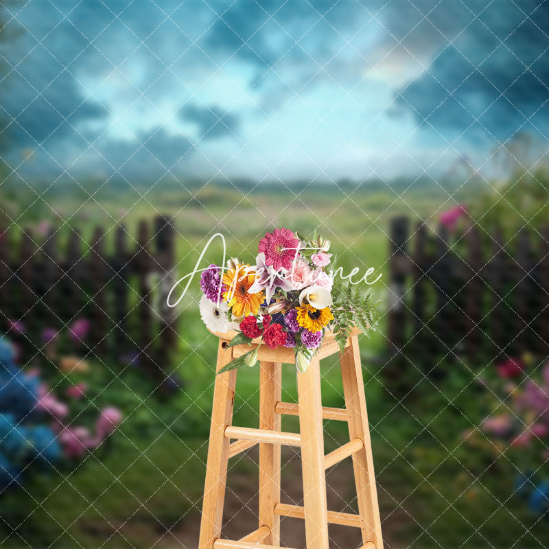 Aperturee - Aperturee Spring Natural Garden Fence Floral Wedding Backdrop