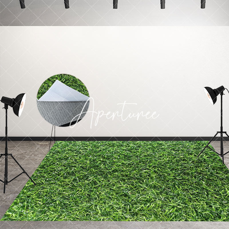 Aperturee - Aperturee Spring Natural Green Lawn Grass Fabric Floor Backdrop