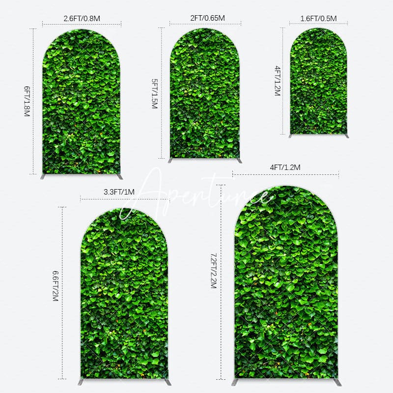 Aperturee - Aperturee Spring Natural Green Leaves Birthday Arch Backdrop