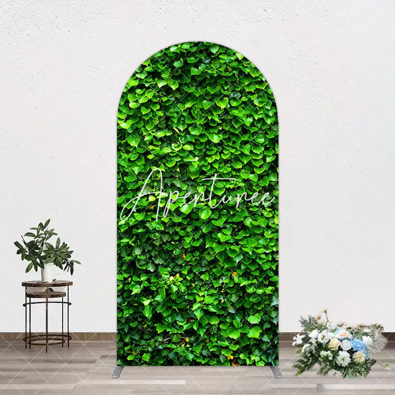 Aperturee - Aperturee Spring Natural Green Leaves Birthday Arch Backdrop