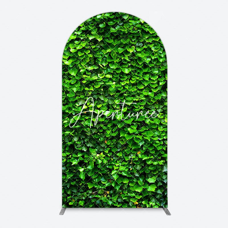 Aperturee - Aperturee Spring Natural Green Leaves Birthday Arch Backdrop