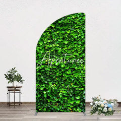 Aperturee - Aperturee Spring Natural Green Leaves Birthday Half Moon Arch Backdrop