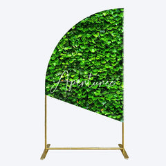 Aperturee - Aperturee Spring Natural Green Leaves Birthday Half Moon Arch Backdrop