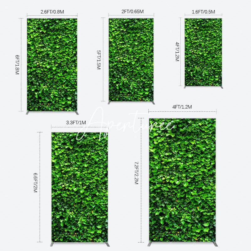 Aperturee - Aperturee Spring Natural Green Leaves Birthday Rectangle Backdrop