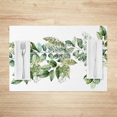 Aperturee - Aperturee Spring Natural Greenery Dining Set Of 4 Placemats