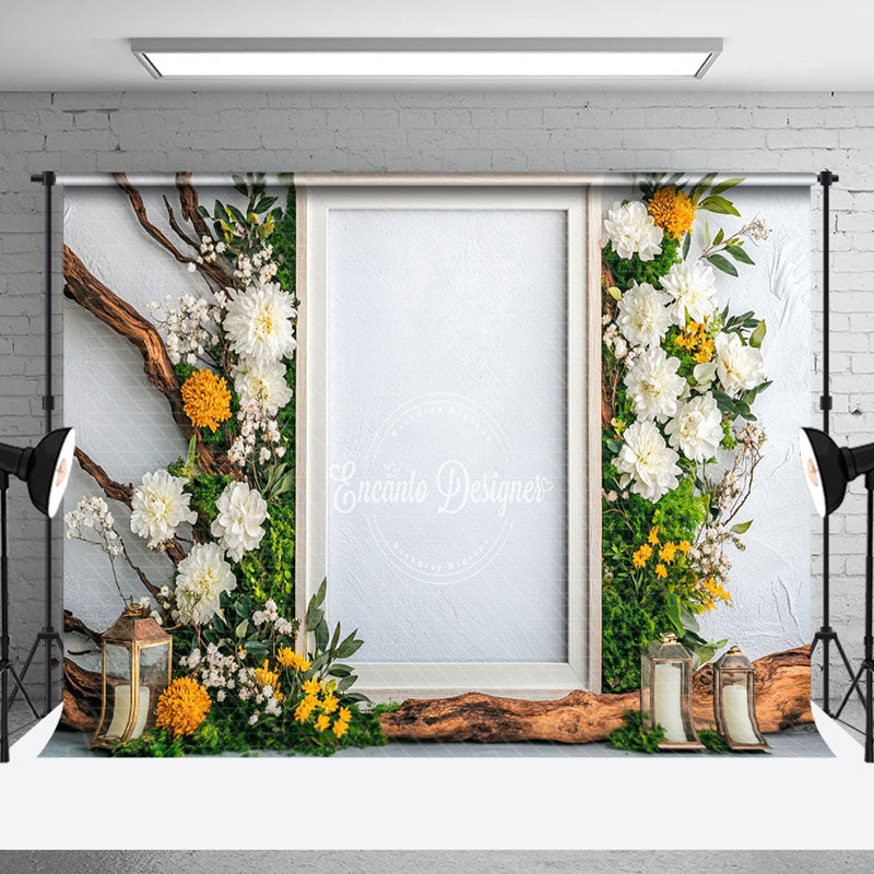 Aperturee - Aperturee Spring Natural Greenery Floral Wedding Photo Backdrop