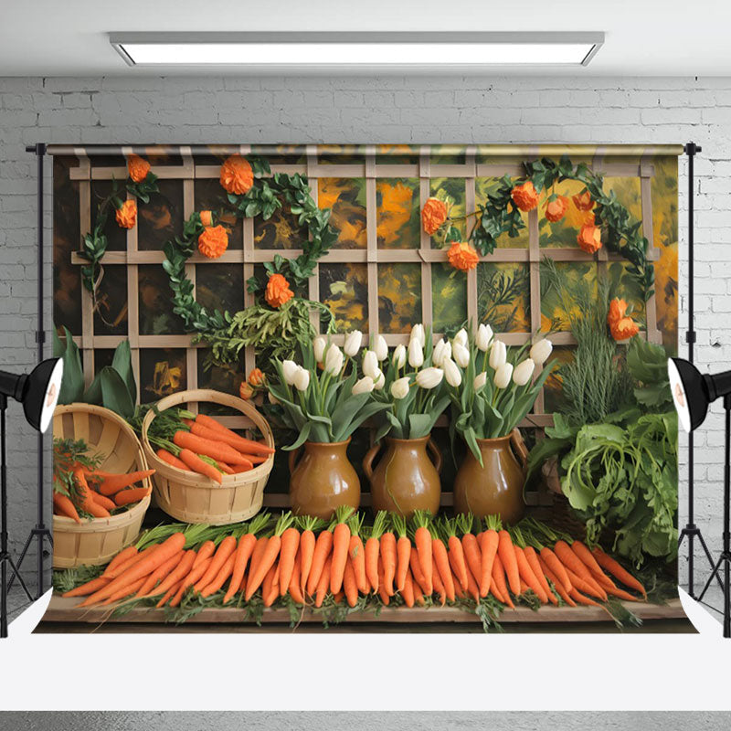 Aperturee - Aperturee Spring Orange Carrot Potted Plant Photo Backdrop