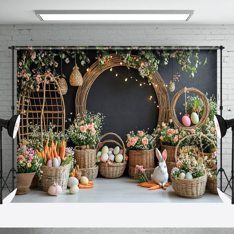 Aperturee - Aperturee Spring Plant Colorful Eggs Floral Easter Backdrop