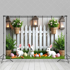 Aperturee - Aperturee Spring Potted Plant Bunny Eggs Easter Photo Backdrop