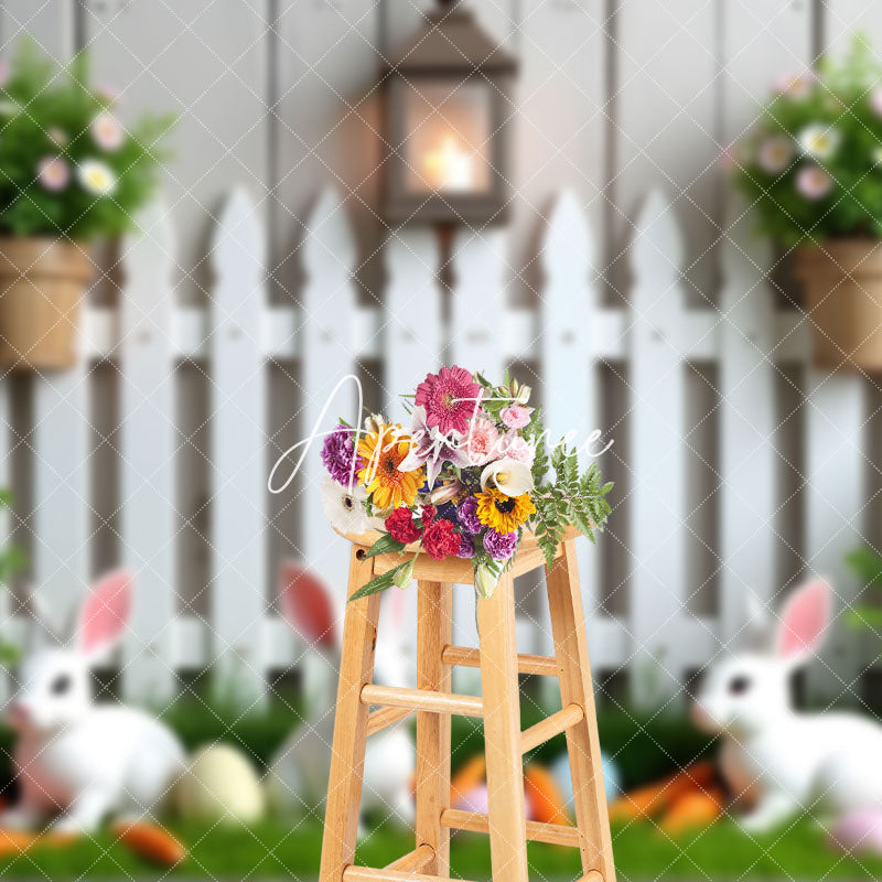 Aperturee - Aperturee Spring Potted Plant Bunny Eggs Easter Photo Backdrop