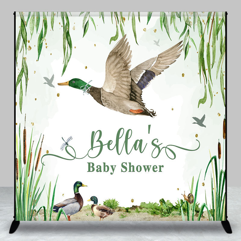 Aperturee - Aperturee Spring Scene Duck Custom Name Baby Shower Backdrop