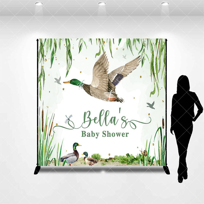 Aperturee - Aperturee Spring Scene Duck Custom Name Baby Shower Backdrop