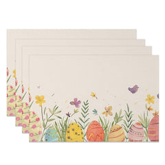 Aperturee - Aperturee Spring Scene Leaves Eggs Easter Set Of 4 Placemats