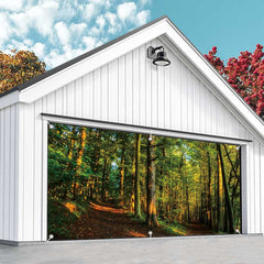 Aperturee - Aperturee Spring Sunshine Vibrant Forest Garage Door Banner