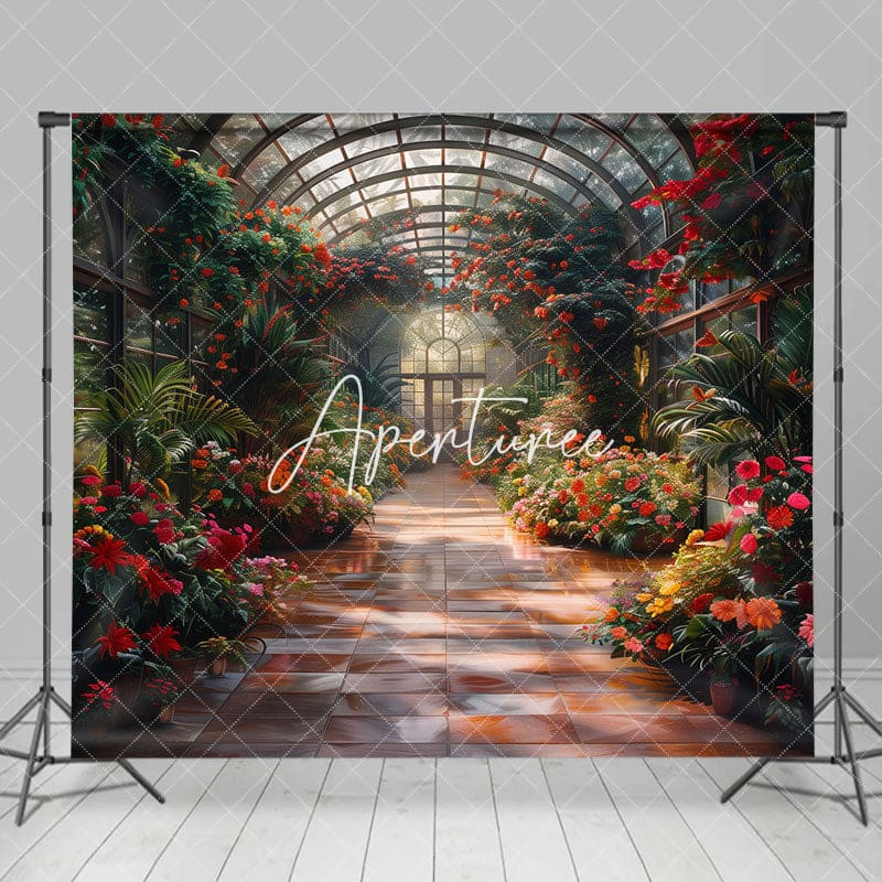 Aperturee - Aperturee Spring Transparent Greenhouse Corridor Photo Backdrop