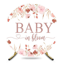 Aperturee - Aperturee Spring White Pink Floral Baby In Bloom Round Backdrop