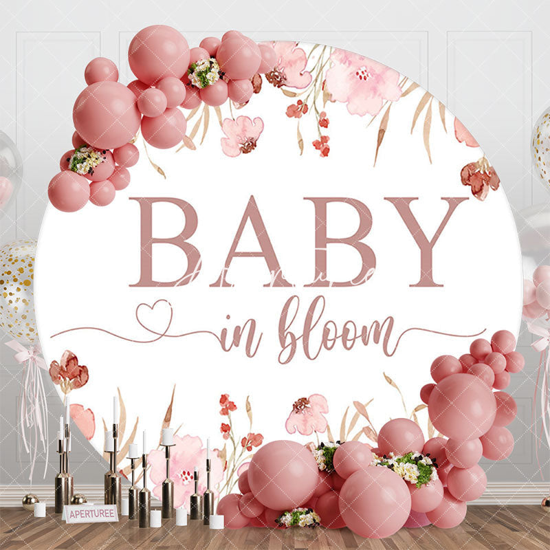 Aperturee - Aperturee Spring White Pink Floral Baby In Bloom Round Backdrop