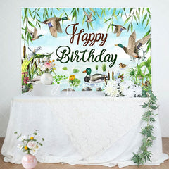 Aperturee - Aperturee Spring Wicker Lake Wild Duck Happy Birthday Backdrop