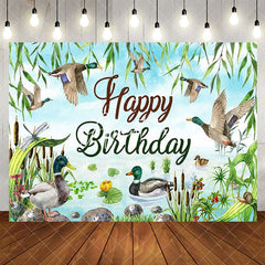 Aperturee - Aperturee Spring Wicker Lake Wild Duck Happy Birthday Backdrop