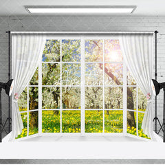 Aperturee - Aperturee Spring Window Scene Wood Floor Combo Set Backdrop