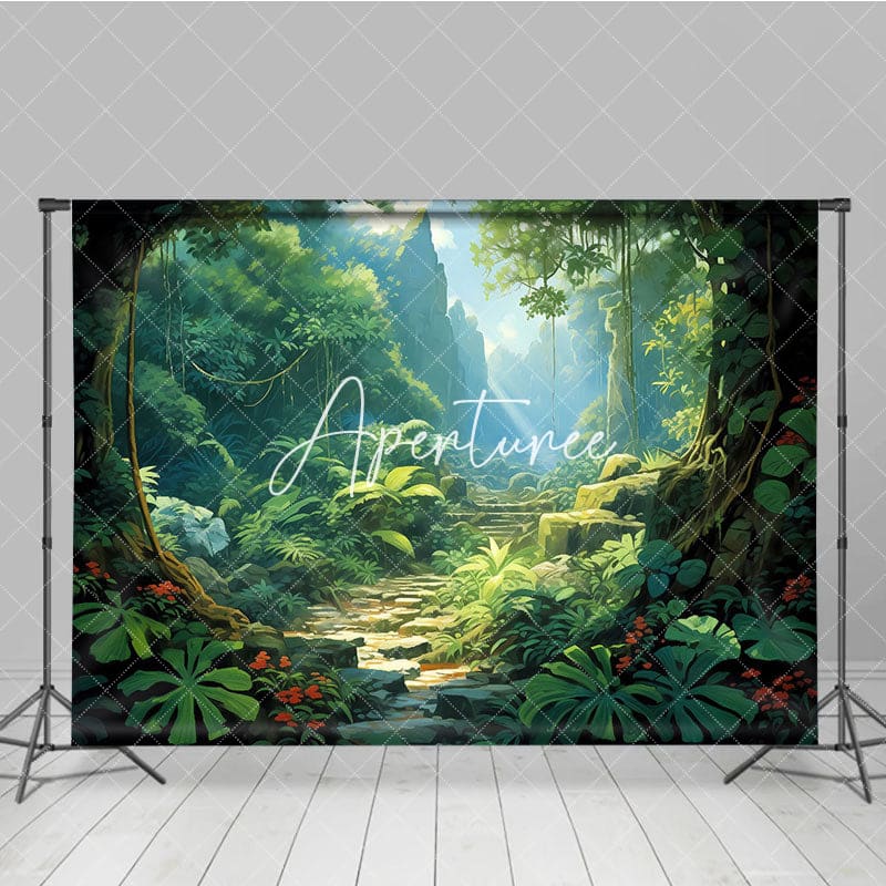 Aperturee - Aperturee Spring Wonderland Mountains Photography Backdrop