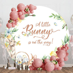 Aperturee - Aperturee Spring Yellow Floral Bunny Round Baby Shower Backdrop