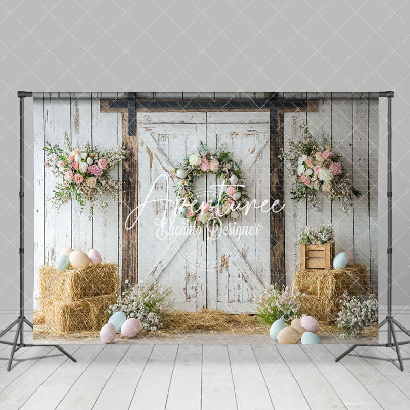 Aperturee - Aperturee Springtime Floral Door Decor Rustic Country Backdrop