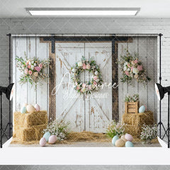 Aperturee - Aperturee Springtime Floral Door Decor Rustic Country Backdrop