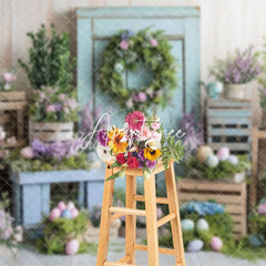 Aperturee - Aperturee Springtime Floral Easter Egg Decor Doorway Backdrop