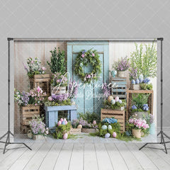 Aperturee - Aperturee Springtime Floral Easter Egg Decor Doorway Backdrop