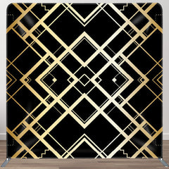 Aperturee - Aperturee Square Golden Special Lines Black Fabric Backdrop