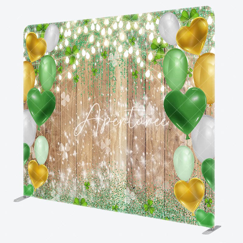 Aperturee - Aperturee St Patrick Green Balloon Wood Square Tension Backdrop