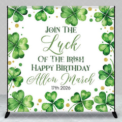 Aperturee - Aperturee St Patrick Green Clover Custom Name Birthday Backdrop