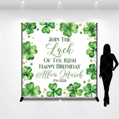 Aperturee - Aperturee St Patrick Green Clover Custom Name Birthday Backdrop