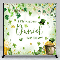 Aperturee - Aperturee St Patrick Lucky Charm Custom Name Baby Shower Backdrop