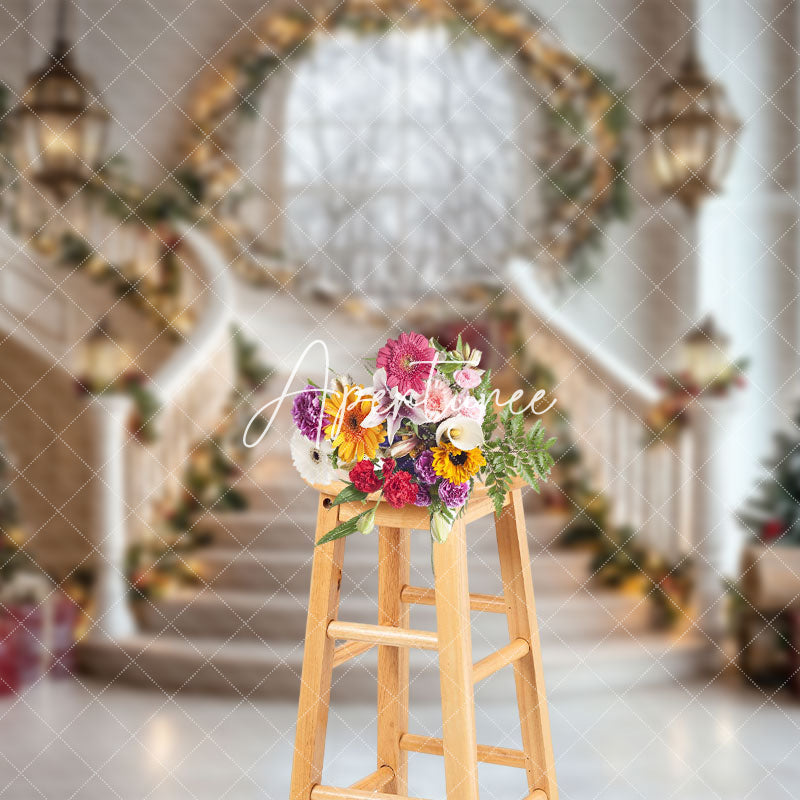 Aperturee - Aperturee Stairs Arch Window Christmas Architecture Backdrop