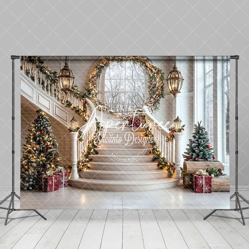 Aperturee - Aperturee Stairs Arch Window Christmas Architecture Backdrop