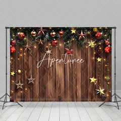 Aperturee - Aperturee Star Baubles Decoration Wood Christmas Backdrop