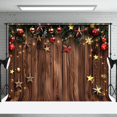 Aperturee - Aperturee Star Baubles Decoration Wood Christmas Backdrop