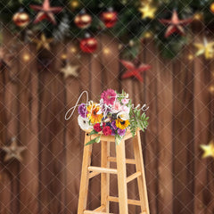 Aperturee - Aperturee Star Baubles Decoration Wood Christmas Backdrop