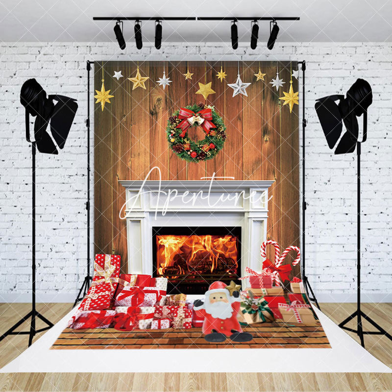 Aperturee - Aperturee Star Garland Decoration Christmas Fireplace Backdrop