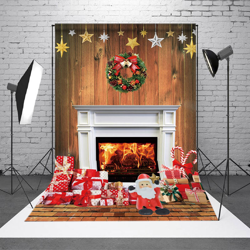 Aperturee - Aperturee Star Garland Decoration Christmas Fireplace Backdrop