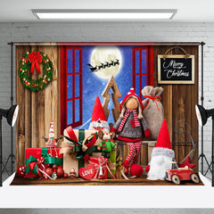 Aperturee - Aperturee Star Night Moon Wood Window Xmas Doll Gift Backdrop