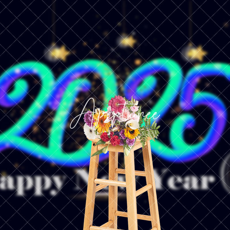 Aperturee - Aperturee Star Ribbons Lantern Fantasy 2025 New Year Backdrop