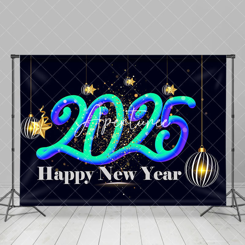 Aperturee - Aperturee Star Ribbons Lantern Fantasy 2025 New Year Backdrop