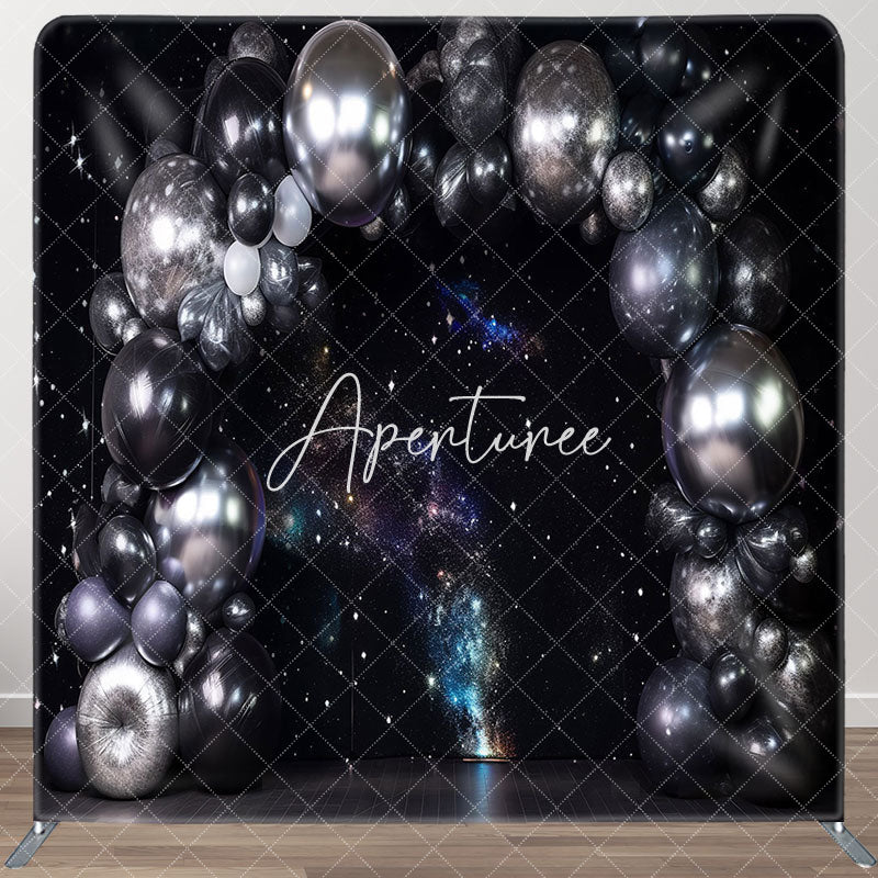 Aperturee - Aperturee Starry Black Wall Balloons Galaxy Square Backdrop