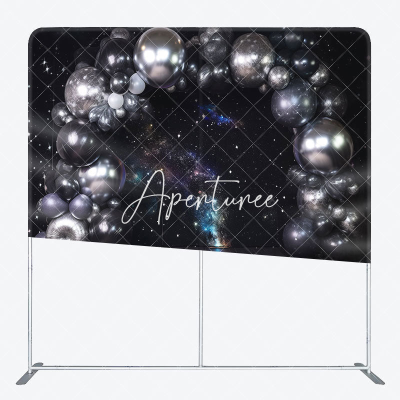 Aperturee - Aperturee Starry Black Wall Balloons Galaxy Square Backdrop