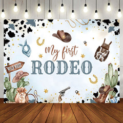 Aperturee - Aperturee Starry Blue Cowboy My First Rodeo Birthday Backdrop