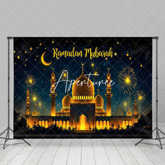 Aperturee - Aperturee Starry Blur Sky Lighted Mosque Eid Mubarak Backdrop